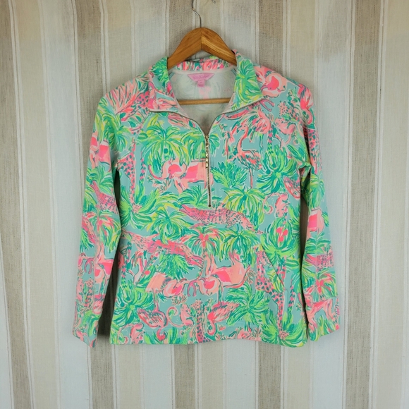 Lilly Pulitzer Skipper Popover On Parade Green Pink Size Extra Small - Picture 2 of 10